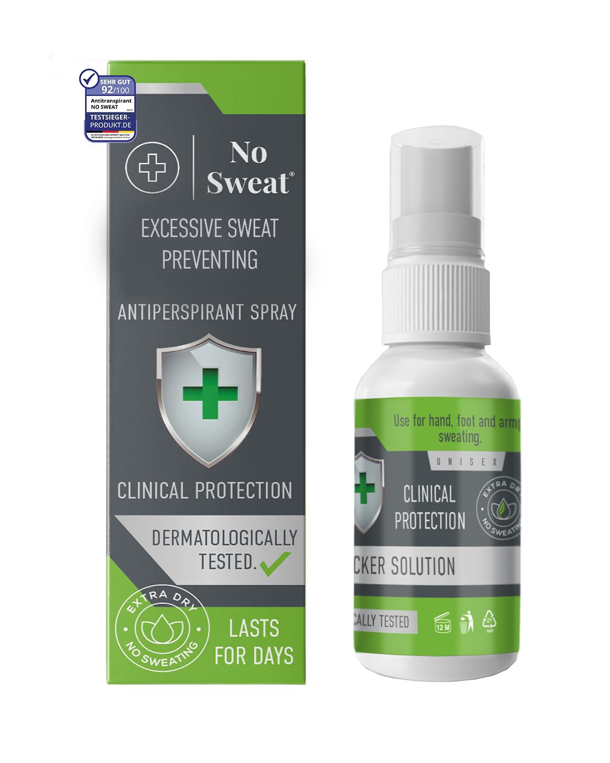 NO SWEAT Maximum Strength Antiperspirant Spray, Strong Deodorant for Excessive Sweating & Hyperhidrosis Treatment, Lasts up to 7 Days -50ml) Packing Beauty and Personal Care No Sweat