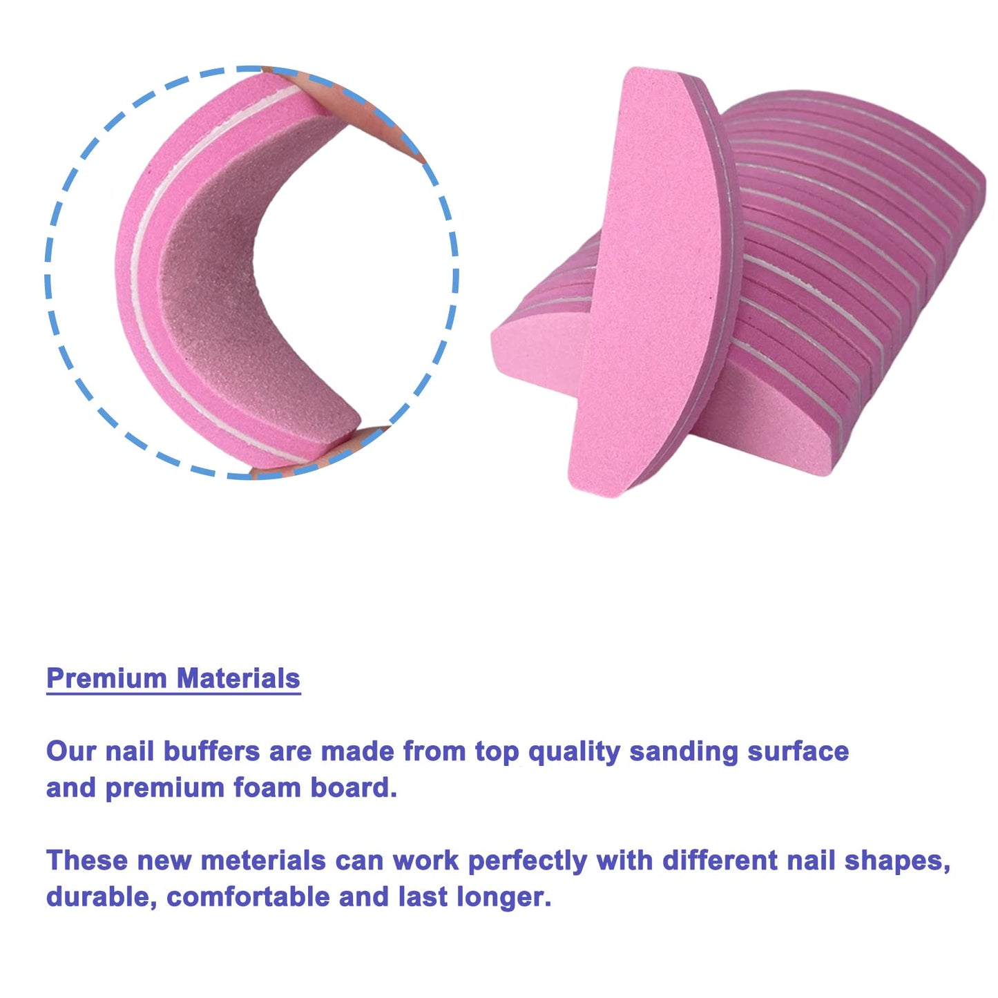 20 PCs Nail Buffers, Double Sided Nail Files Buffer Blocks 100/180 Grit Portable Washable Sanding Buffing File Arc Shape (Pink) Beauty & Personal Care GigaGround