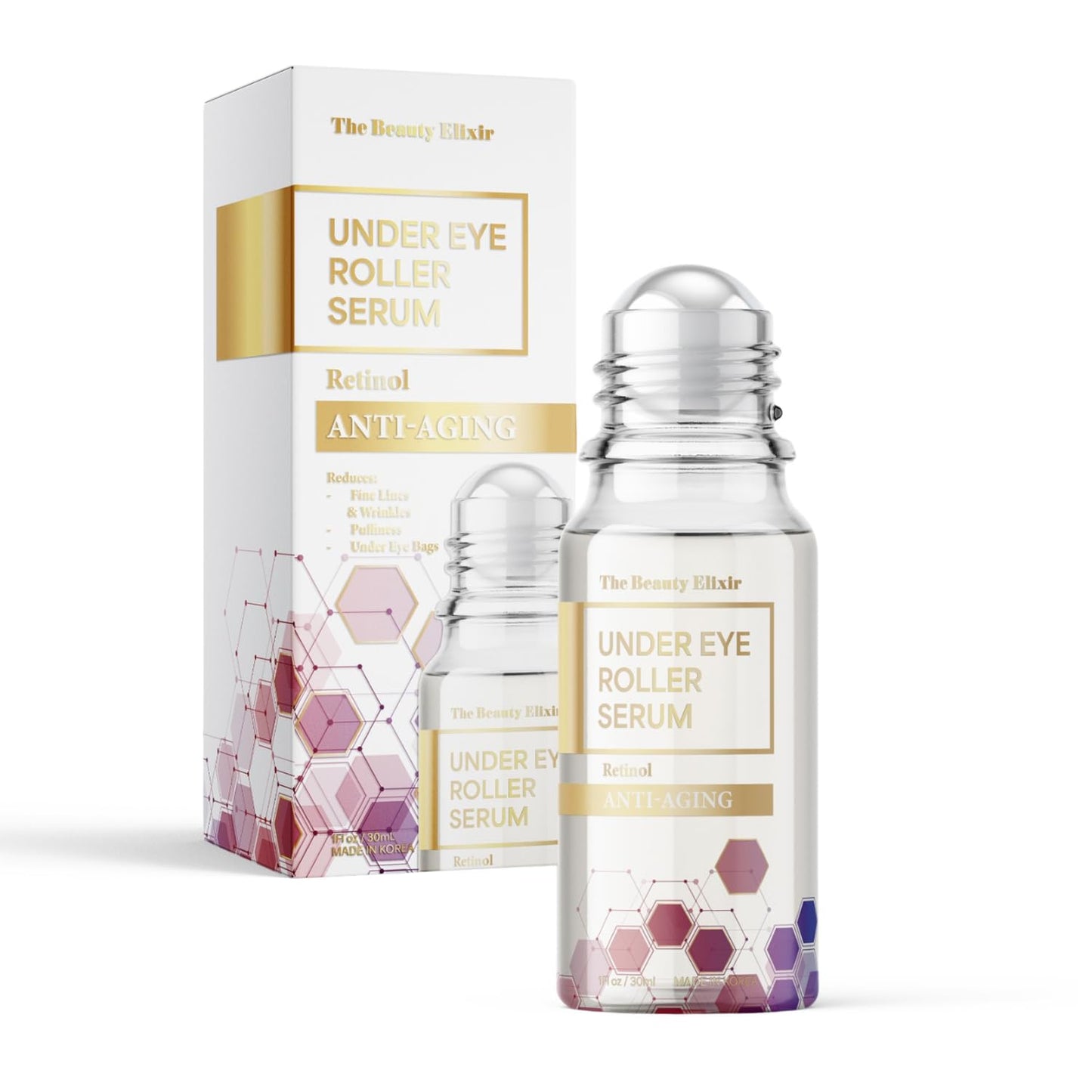 The Beauty Elixir Retinol Eye Roller For Puffy Eyes & Dark Circles - Brightens Under Eyes - Crow's Feet Treatment - Dermatologist Tested, Natural Beauty & Personal Care The Beauty Elixir