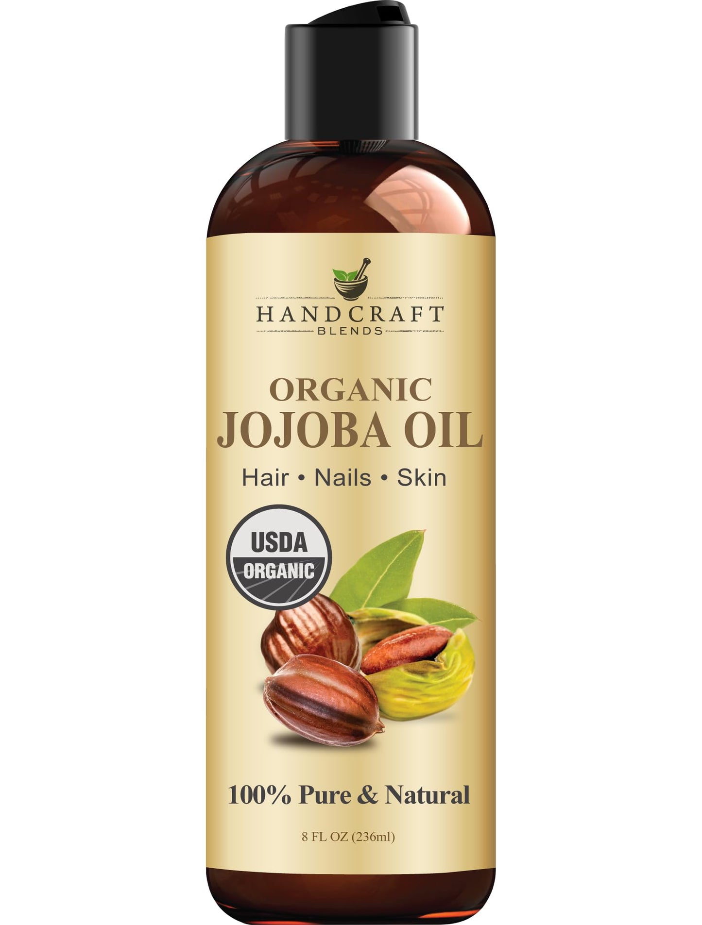 Handcraft Blends USDA Organic Jojoba Oil | Cold-Pressed | 12 Fl Oz | 100% Pure & Natural | for Hair, Skin & Face | Premium Grade Carrier Oil | Beauty and Personal Care Handcraft Blends Default Title