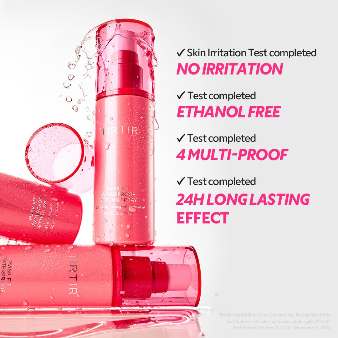 TIRTIR Waterproof Setting Spray - 24 Hour Long Lasting Fix, Sweatproof Water Resistant Makeup Finisher - Ethanol Free, Semi Matte Finish for Oily Skin Beauty and Personal Care TIRTIR
