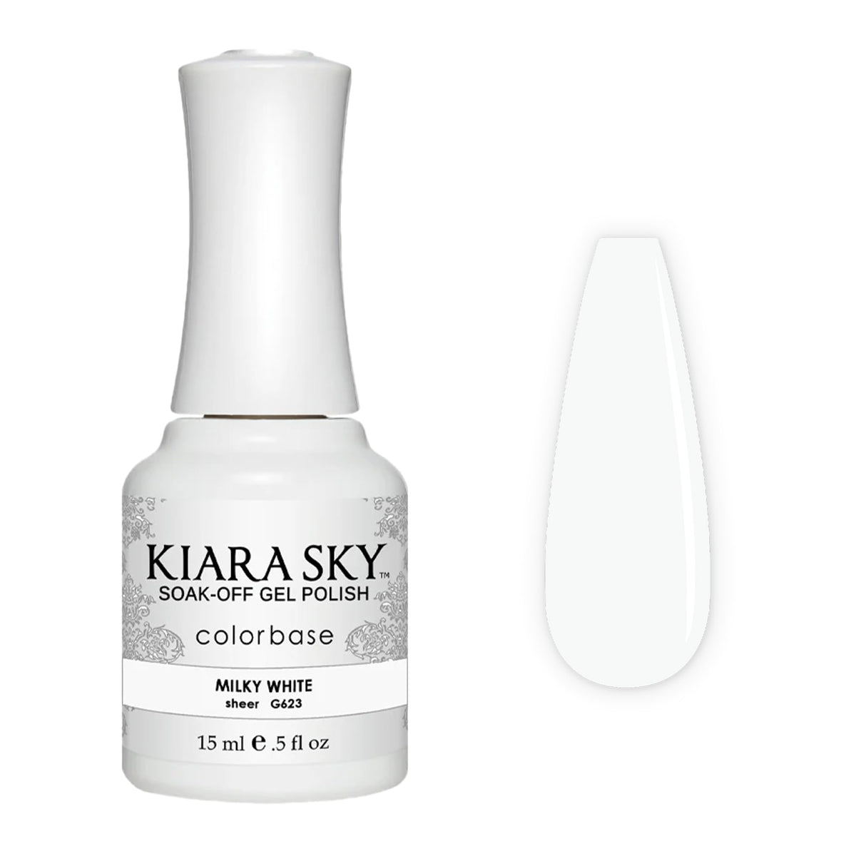 KIARA SKY Soak Off Gel Nail Polish 0.5 fl oz, MILKY WHITE (G623) Beauty & Personal Care KIARA SKY