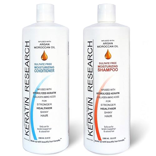 Sulfate Free Shampoo & Conditioner 2x 1000ml Bottles Value Set infused with Moroccan Argan Oil, By Keratin Research post keratin treatment shampoo Beauty & Personal Care KERATIN RESEARCH