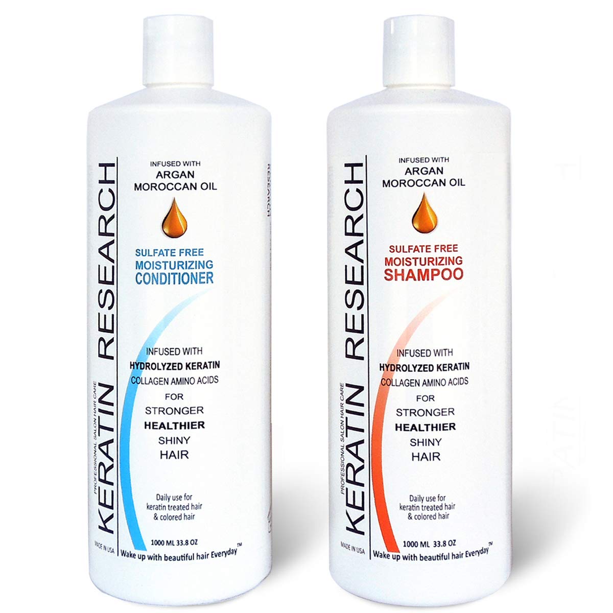 Sulfate Free Shampoo & Conditioner 2x 1000ml Bottles Value Set infused with Moroccan Argan Oil, By Keratin Research post keratin treatment shampoo Beauty & Personal Care KERATIN RESEARCH