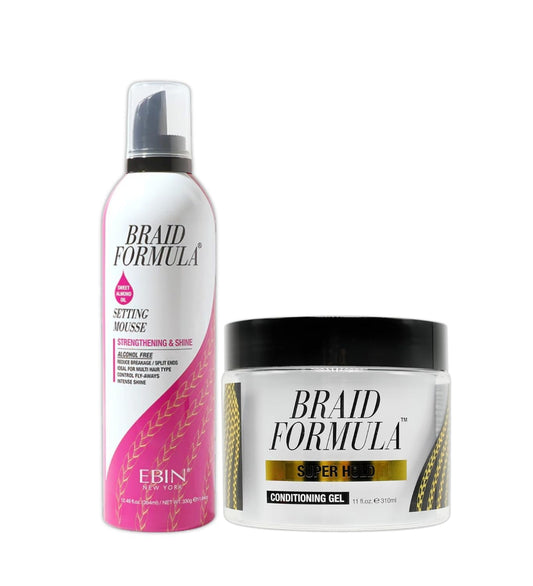 EBIN NEW YORK Braid Formula Conditioning Gel Super Hold 11oz & Setting Mousse Strengthening Shine Sweet Almond Oil 12.49oz Braid Mousse Hair Foam Beauty & Personal Care EBIN NEW YORK