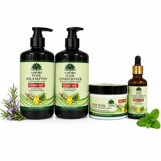 AARUMEE Rosemary & Mint Hair Care Set, Shampoo, Conditioner, Hair Mask & Serum, Anti-Hair Loss, Sulfate Free, Vegan Beauty & Personal Care AARUMEE