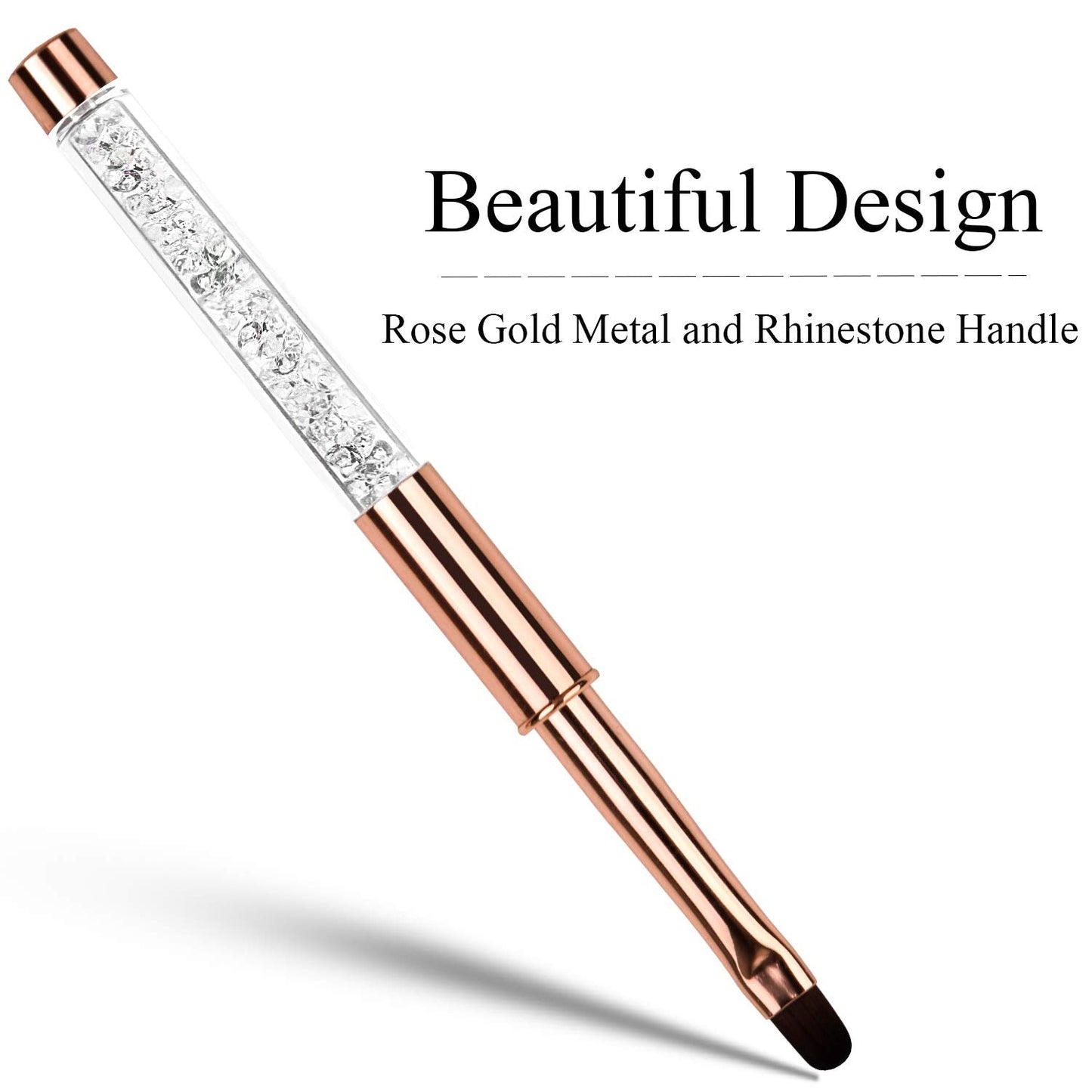 YCYAN 1Pcs Oval UV Gel Nail Brush Rhinestone Handle Professional Nail Art Tools Size 8 Rose Gold Beauty & Personal Care Ycyan