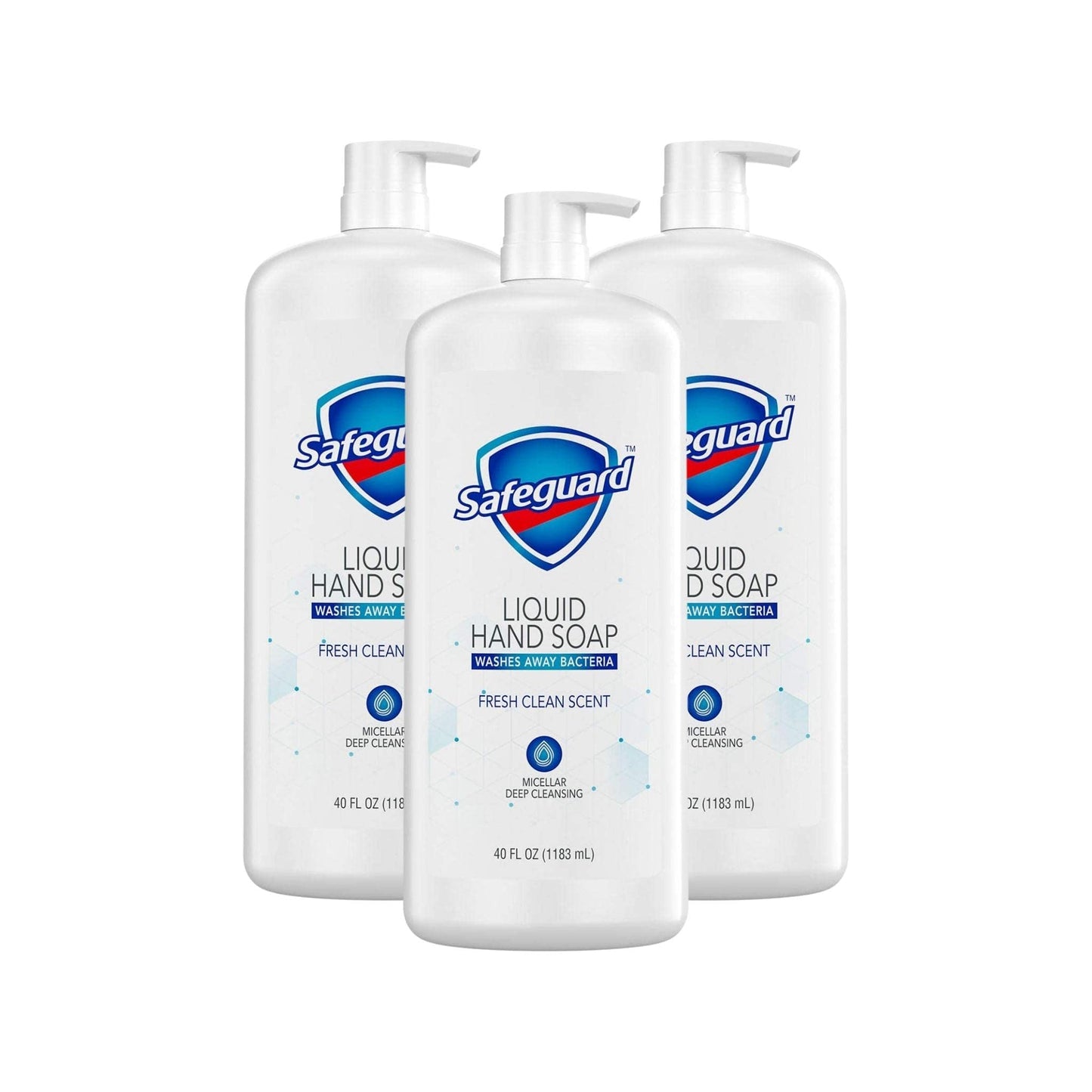 3 pack Safeguard Liquid Hand Soap, Micellar Deep Cleansing, Fresh Clean Scent (40 oz.) 40 Fl Oz (Pack of 3) Beauty & Personal Care Soap