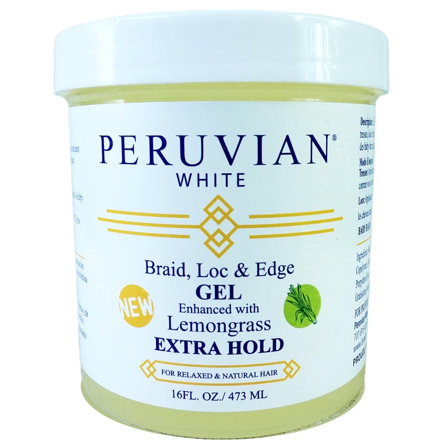 Peruvian white Braid, Loc, and Edge Gel EXTRA HOLD for Relaxed & Natural Hair, 16 oz. (Apple Cider Vinegar) Beauty & Personal Care Peruvian white
