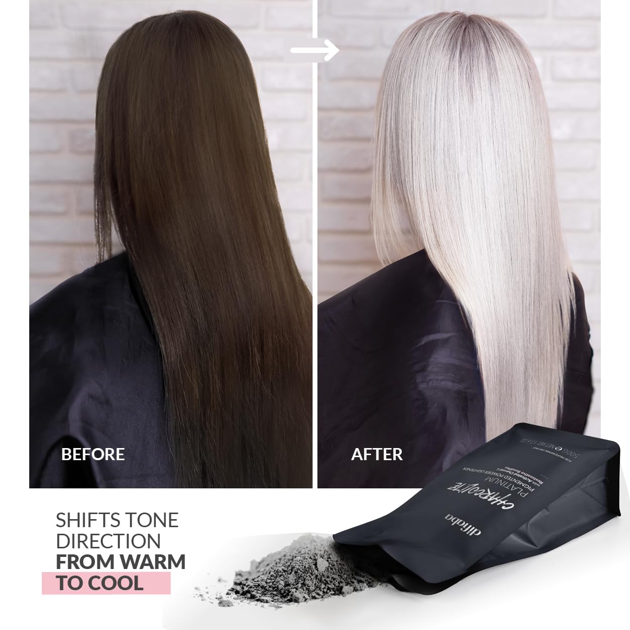 DIFIABA Charcolite Charcoal Bleach Hair Lightener Powder - Cool Toning Lightening Powder w/ Activated Charcoal & Restorative BondPlex - Lighten & Tone Beauty & Personal Care Difiaba