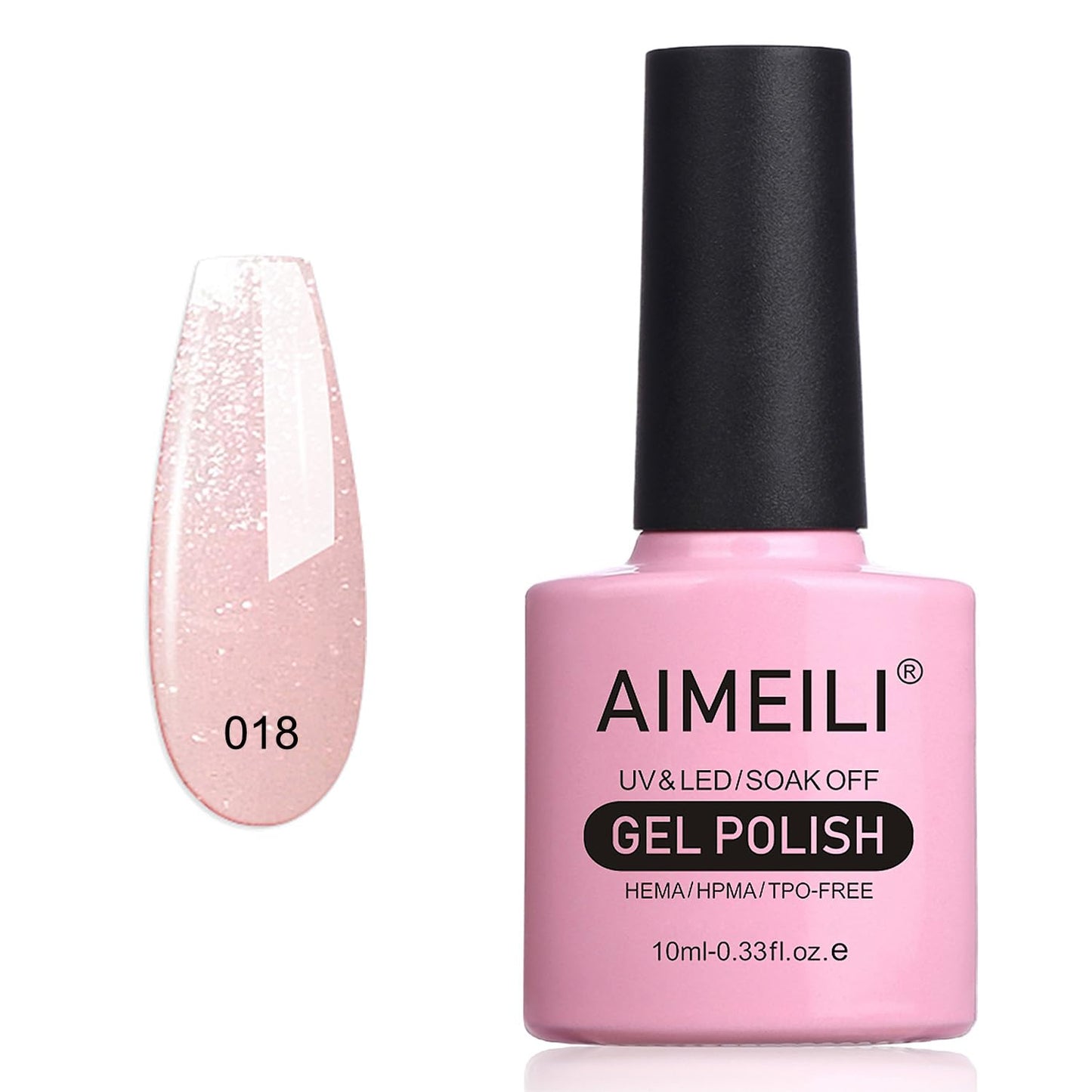 AIMEILI Soak Off U V LED Gel Nail Polish, Hema Free, Cruelty Free, Vegan Nail Art - Sparkle Grapefruit (018) 10ml Beauty & Personal Care AIMEILI