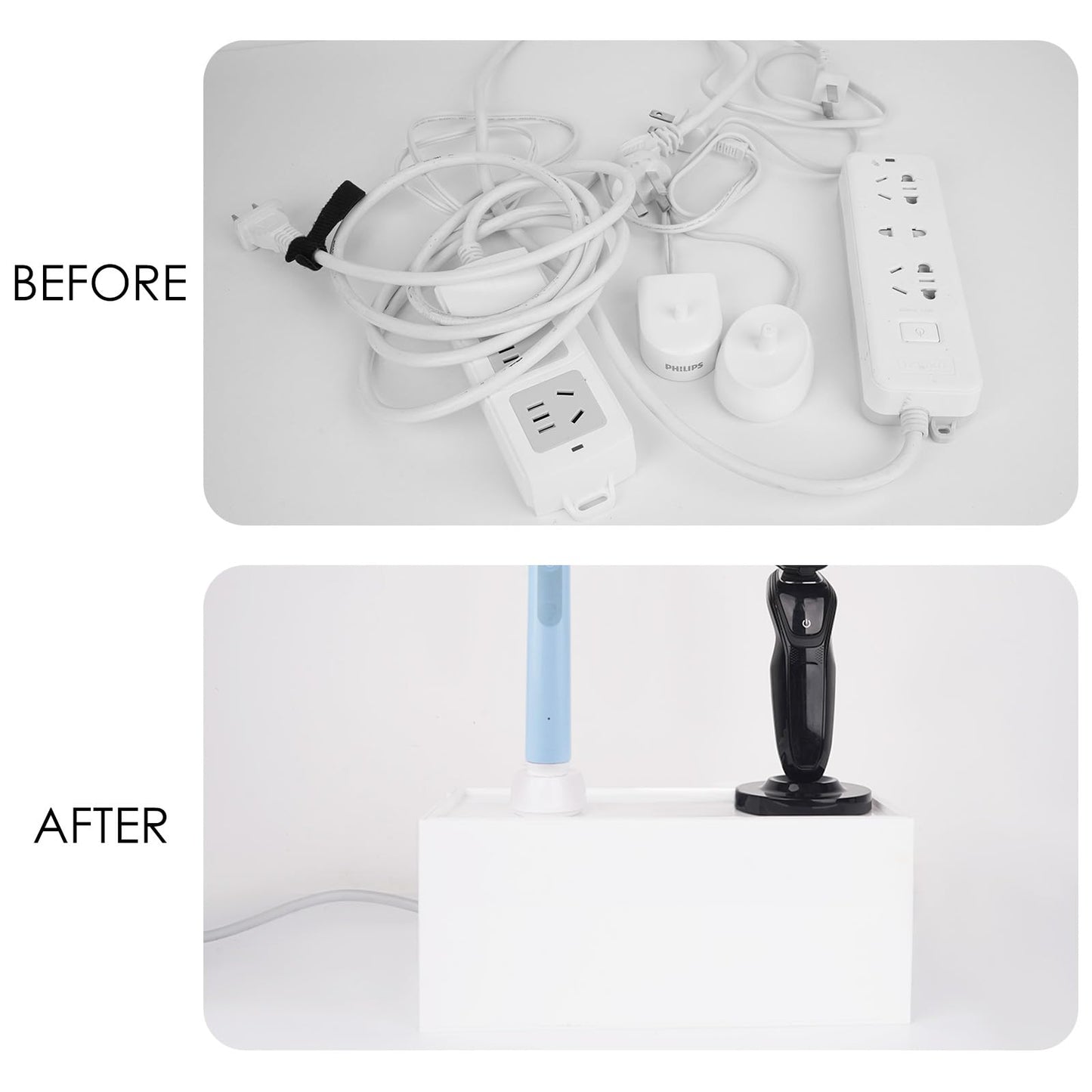 Linkidea Bathroom Cable Organizer Box for Electric Toothbrush & Razor Chargers, Cord Hider Storage Case, Countertop Clutter-Free Vanity Organizer Beauty and Personal Care Linkidea