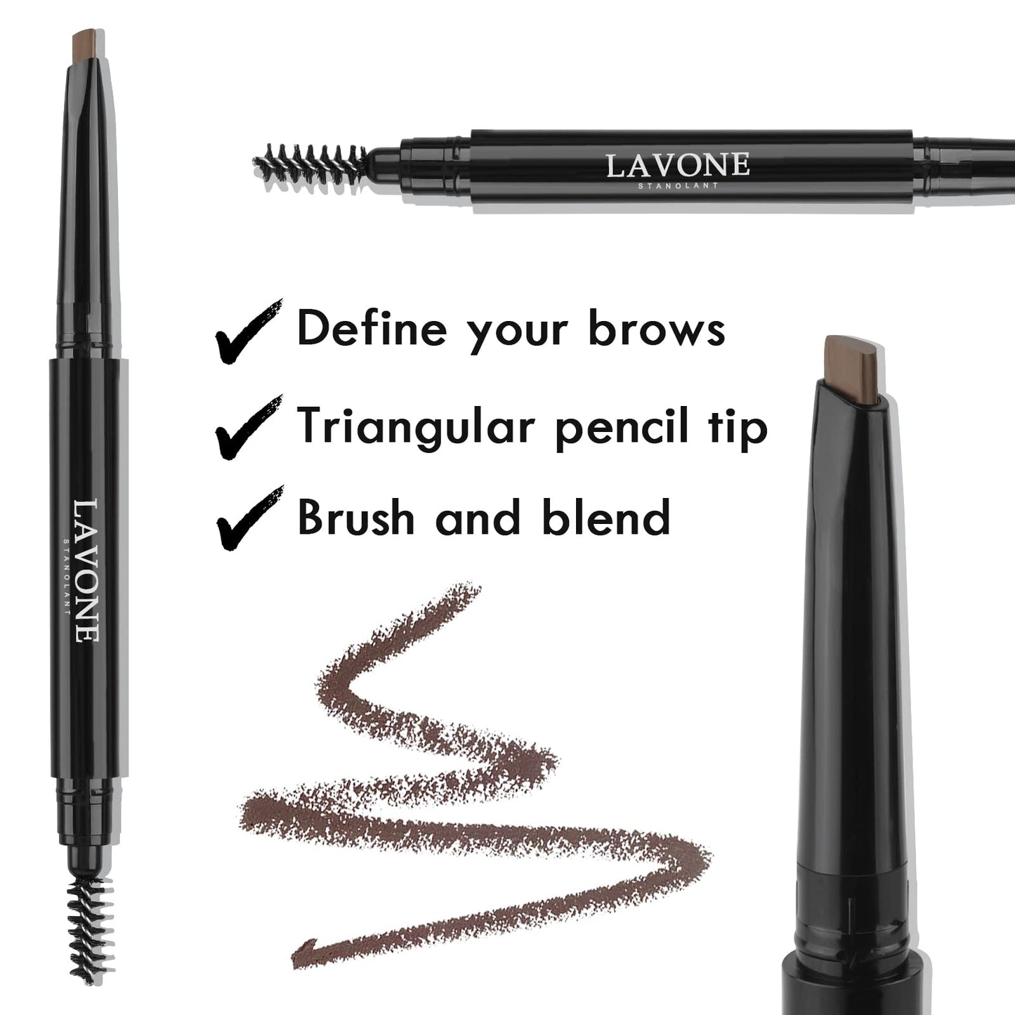 LAVONE Eyebrow Stamp Pencil Kit for Eyebrows Makeup, with Waterproof Eyebrow Pencil, Eyeliner, Eyebrow Pomade, and Dual-ended Eyebrow Brush - Light Beauty and Personal Care LAVONE