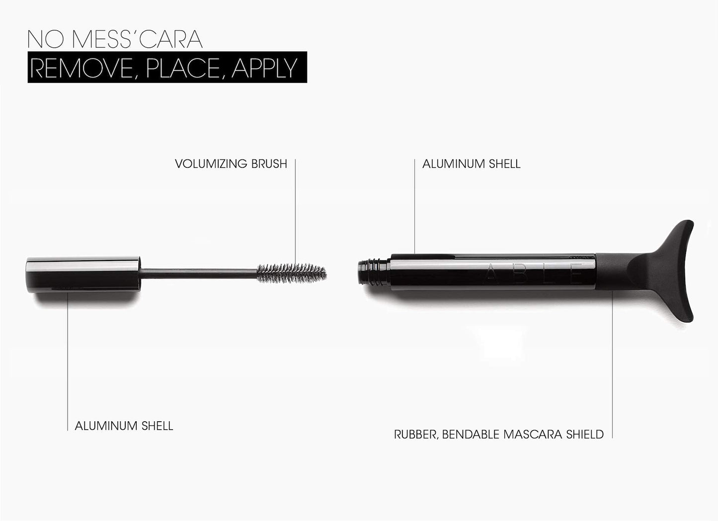 ABLE Cosmetics No Mess'Cara, Smudge Proof, Volumizing & Buildable Mascara, Black Beauty & Personal Care ABLE COSMETICS