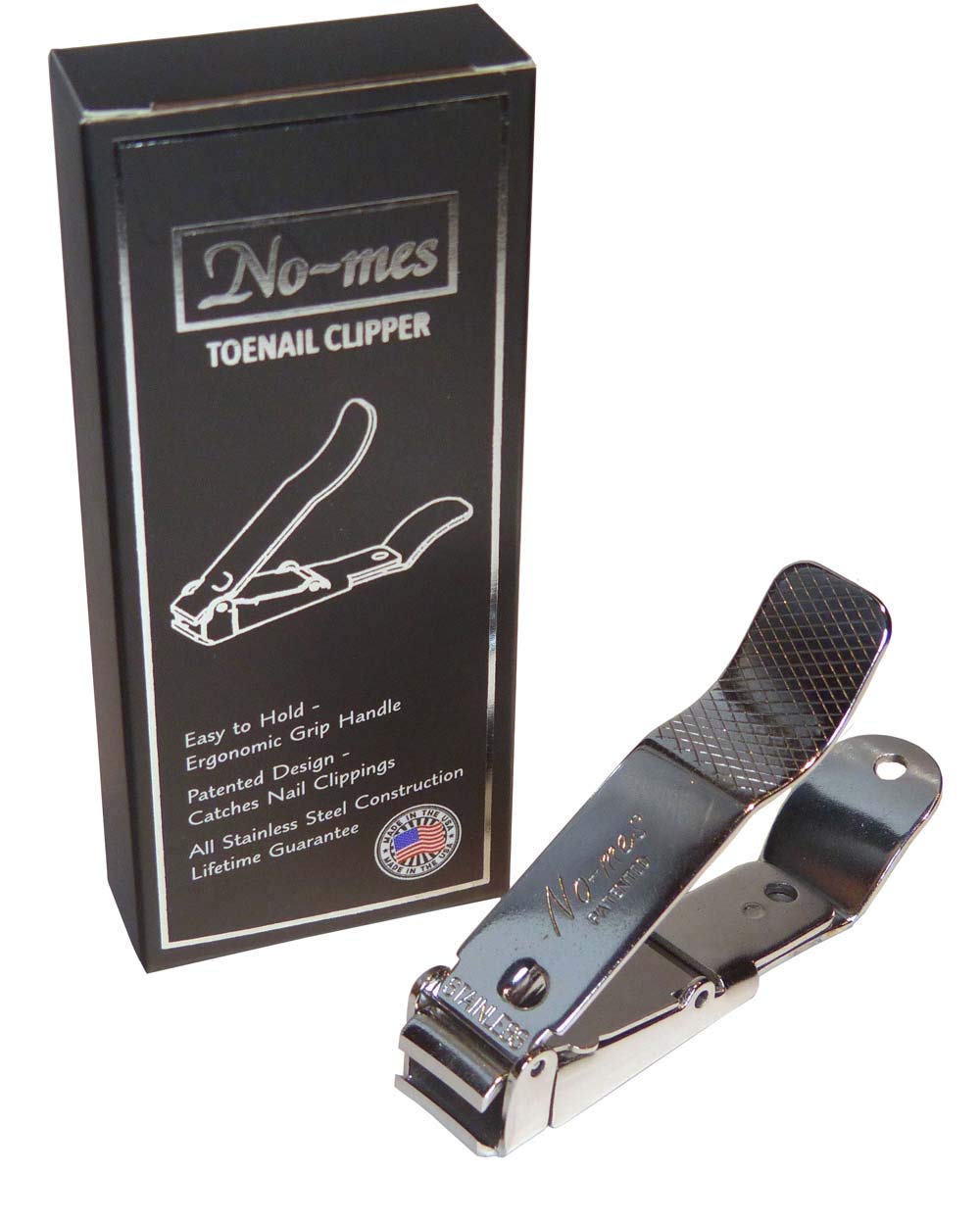 No-mes Toenail Clipper, Catches Clippings, Patented Ergonomic Grip, Built-in Nail File, Made in USA Beauty & Personal Care No-mes