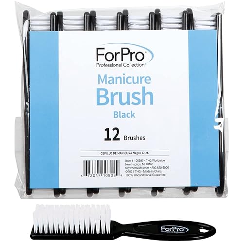 ForPro Professional Collection Premium Nail Brush, Professional Nail Scrub Brush for Cleaning Toes and Fingernails, 5.5” L, Black, 12-Count Beauty & Personal Care ForPro Professional Collection
