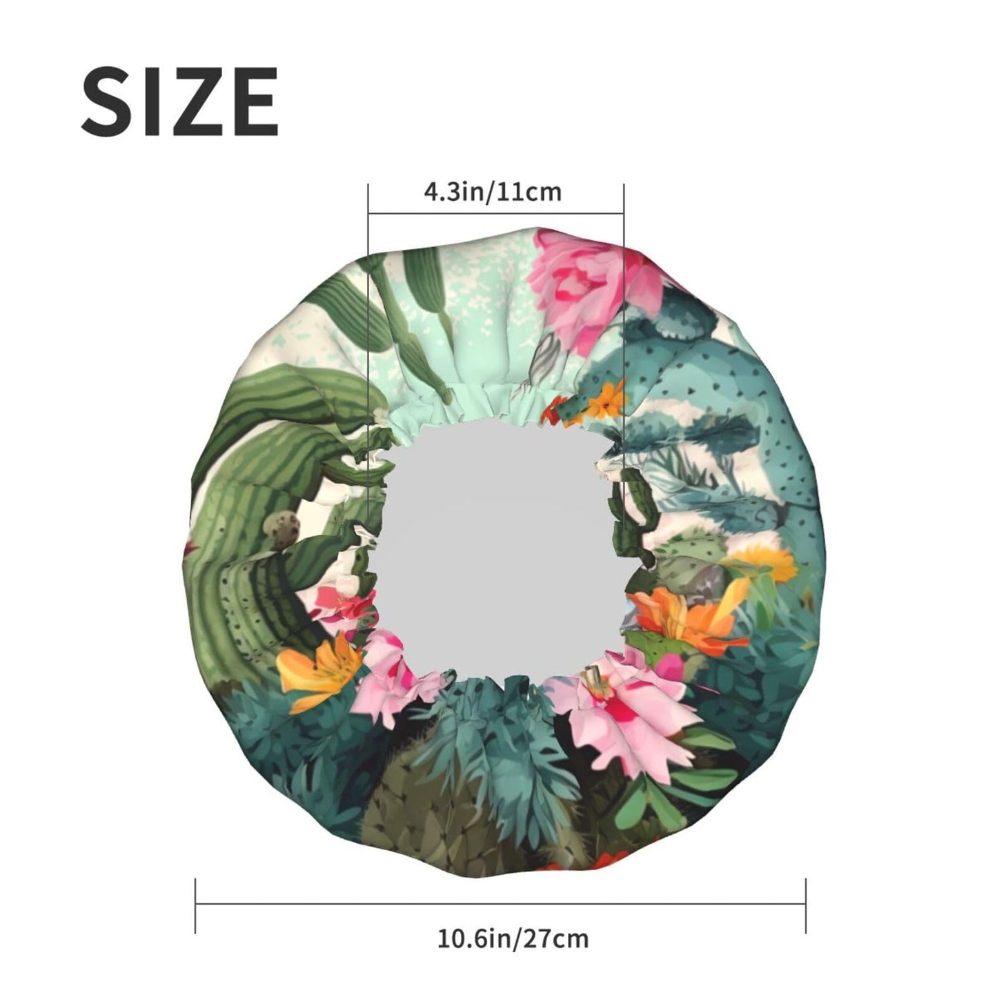 Summer Floral Cactus Shower Cap for Women Men Large Reusable Shower Bonnet Double-Layer Waterproof Bath Caps Elastic Band Hair Hat for All Hairstyles Beauty and Personal Care BWLHJKE