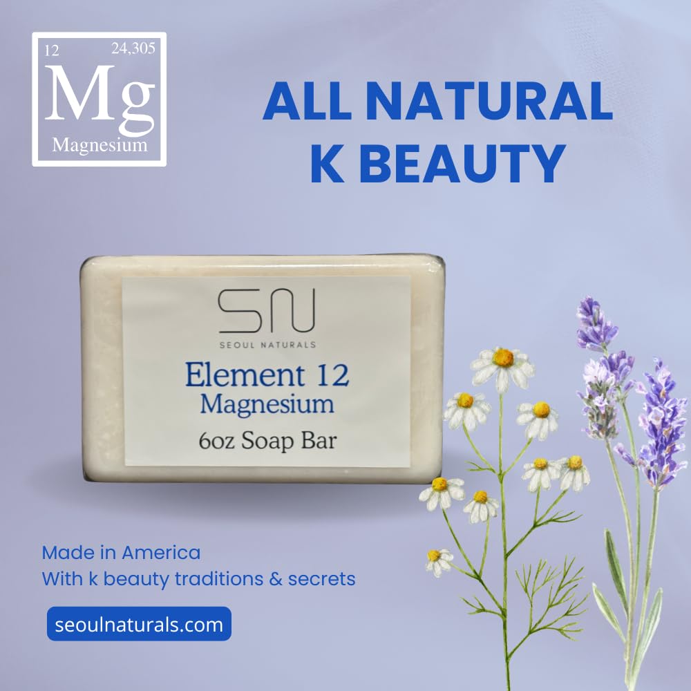 Seoul Naturals Element 12 Magnesium Soap with Lavender and Chamomile, k beauty inspired, 18oz, 3 x 6oz Bars Beauty & Personal Care Seoul Naturals