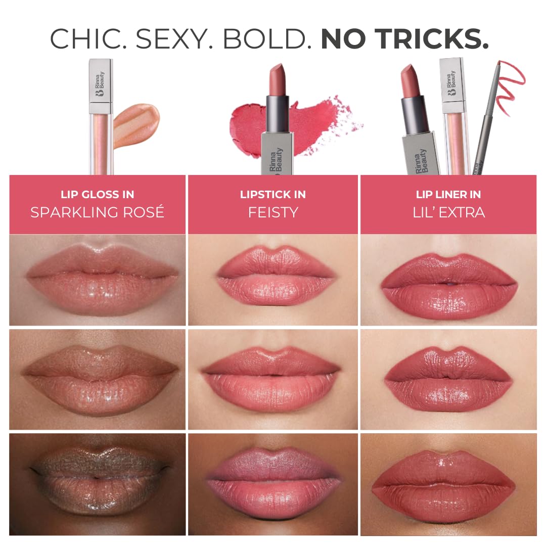 Rinna Beauty Lip Kit - Rodeo Drive - All in One Perfect Rose Lip Color - Includes Lipstick, Lip Gloss, and Lip Liner - Vegan Formula, Long-lasting, Beauty & Personal Care Rinna Beauty