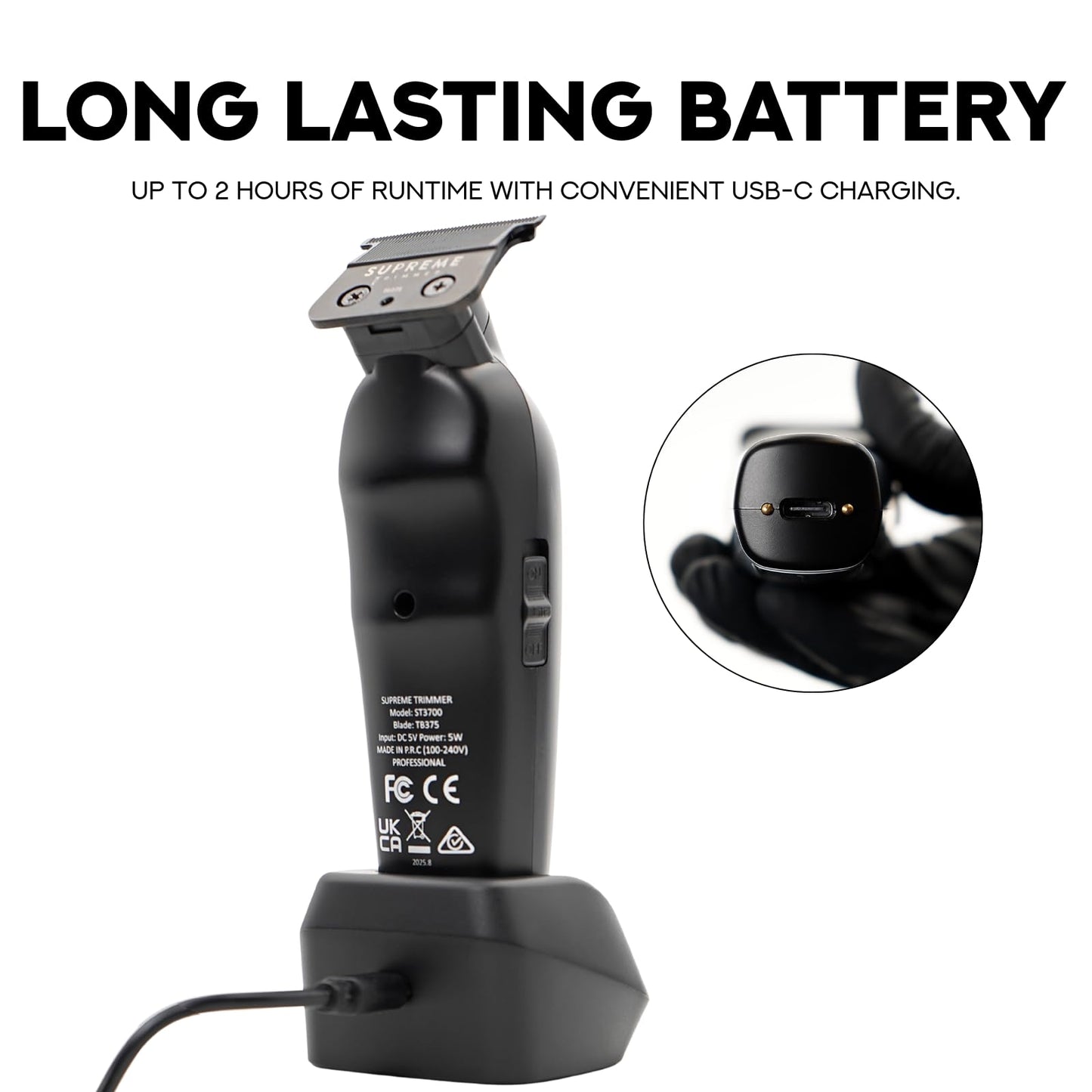Supreme Trimmer Vader Lite ST3700 Professional Barber Trimmer - Ultra Sharp Zero Gap DLC T-Blade, 7000 RPM Cordless Detailer, USB-C Fast Charge, 120 Beauty and Personal Care Supreme Trimmer