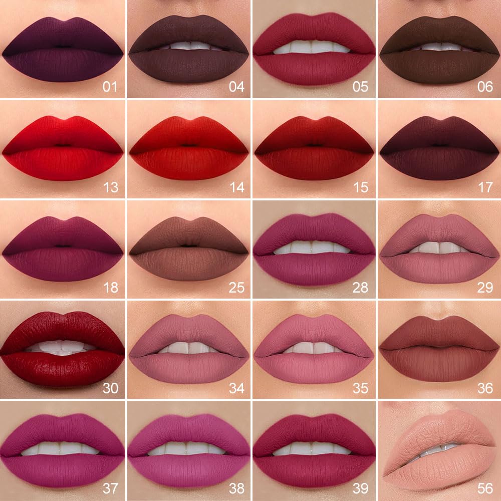 evpct 1Pcs Dark Deep Red Matte Lip Liner and Liquid Lipstick Stain Makeup Set for women, Red Long Lasting Smudge Proof Lipstick labiales matte mate Beauty and Personal Care evpct
