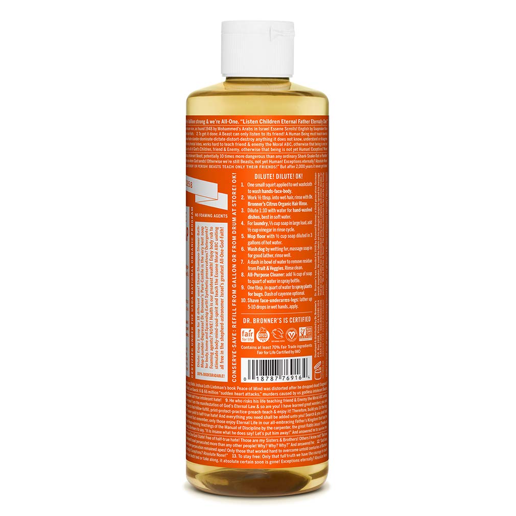 Dr. Bronner’s - Pure-Castile Liquid Soap (Tea Tree, 16 ounce) - Made with Organic Oils, 18-in-1 Uses: Acne-Prone Skin, Dandruff, Laundry, Pets Beauty & Personal Care Dr. Bronner's