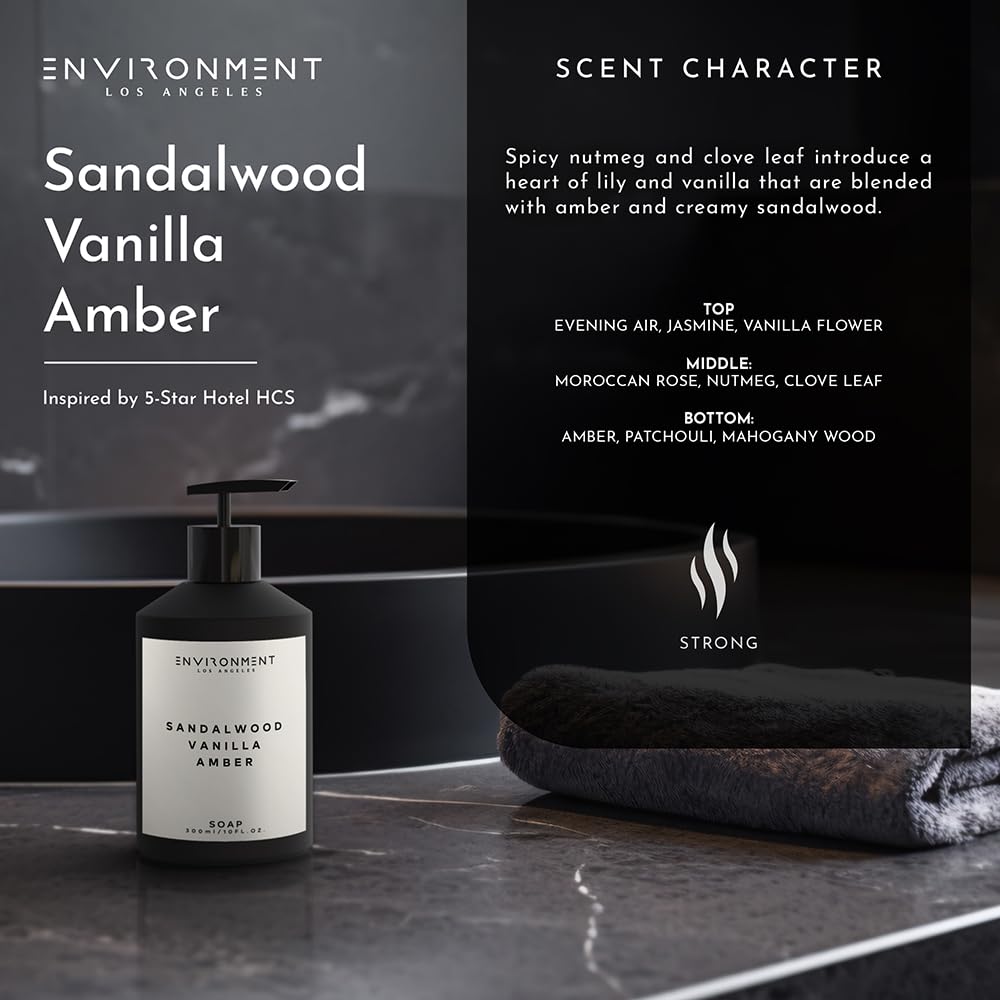ENVIRONMENT Inspired by 5-Star Resort HCS Hand Soap, 300ml Luxury Liquid Soap (Sandalwood | Vanilla | Amber) Home Essentials, Kitchen & Bathroom Soap Beauty & Personal Care ENVIRONMENT