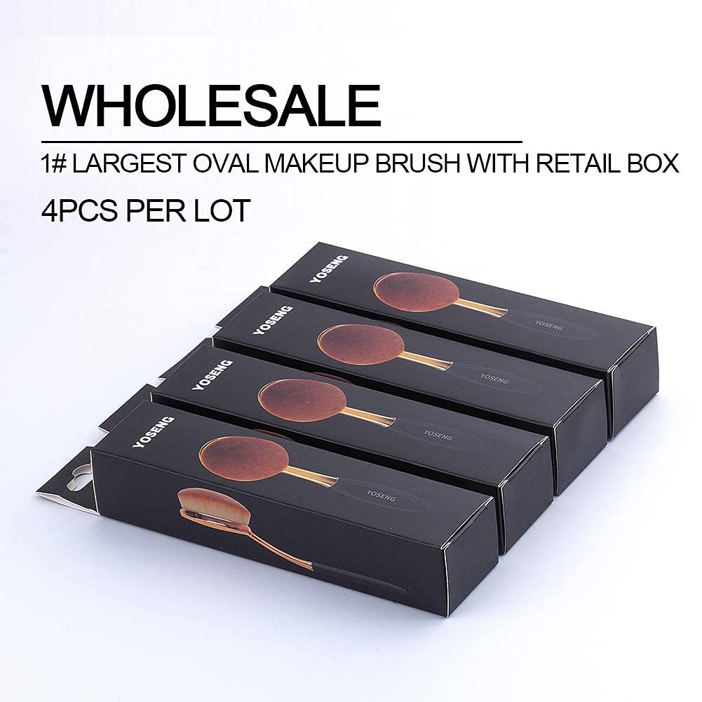 Large Rose Gold Foundation contour Round Toothbrush Oval Makeup Brushes 4pcs Beauty & Personal Care Yoseng