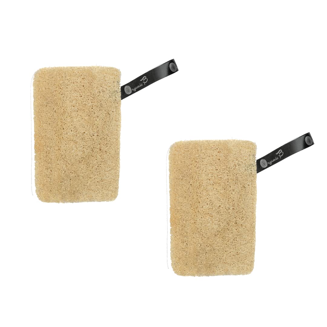 Organic B Rectangular Natural Fiber Sun Dried Loofah Pack Of 2 (Body Scrubber For Men & women)Loofah For Bath Shower Skin Exfoliation Beauty and Personal Care Organic B