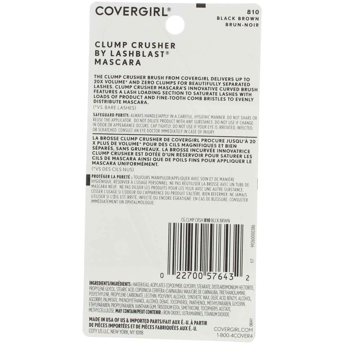 CoverGirl Clump Crusher Mascara By Lashblast, Black Brown [810] 0.44 oz (Pack of 2) Beauty & Personal Care COVERGIRL