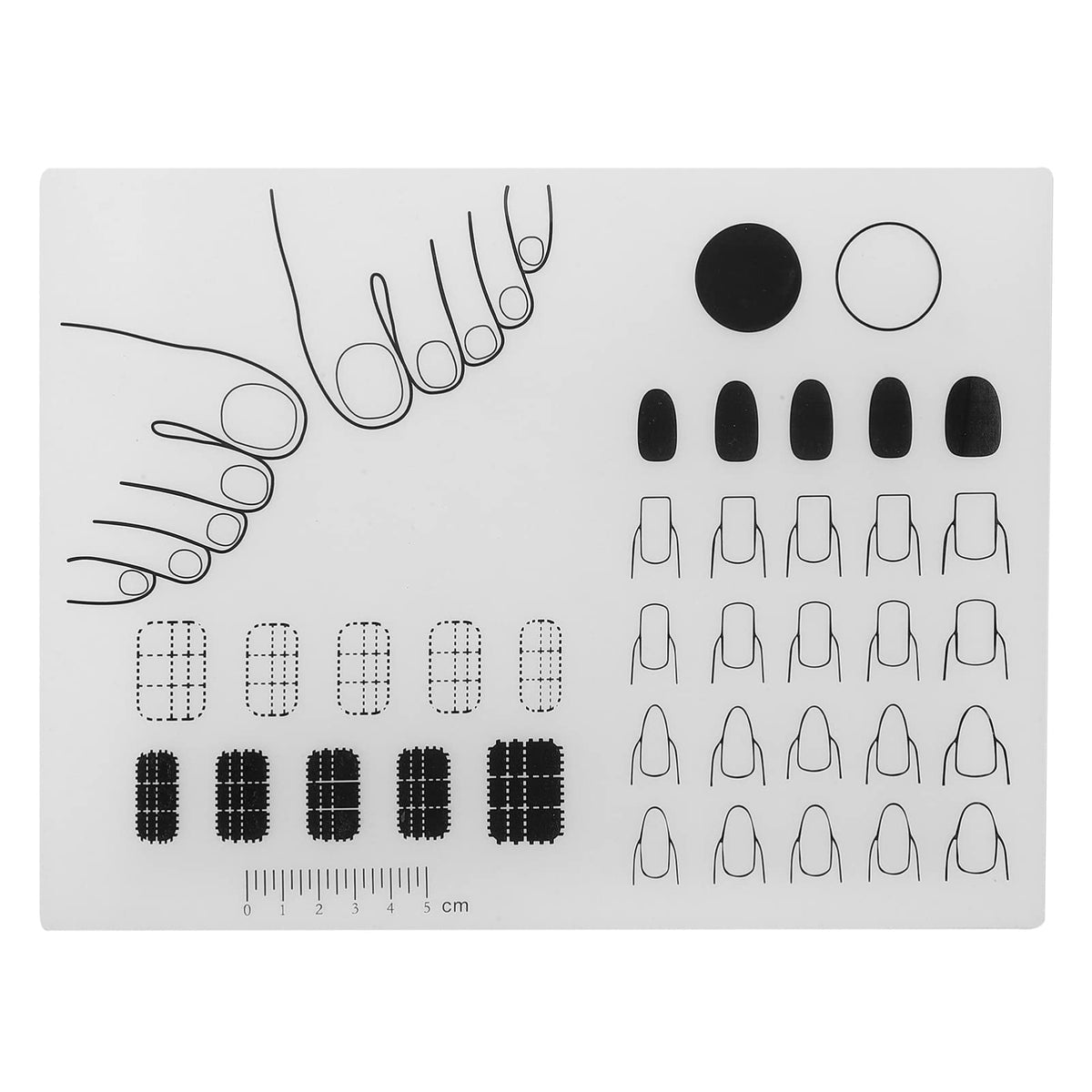 FRCOLOR Manicure Mat Silicone Nail Art Stamping Mat with Ruler and Color Testing Area Nail Polish Practice Pad Sticker Guide Protective Table Cover