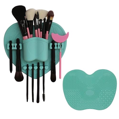 LORMAY Silicone Makeup Brush Organizer + Makeup Brush Cleaning Mat - Brush Holder for Air Drying. Easy to Mount to Wall, Mirror, Dresser or Tile (Mint Beauty & Personal Care LORMAY