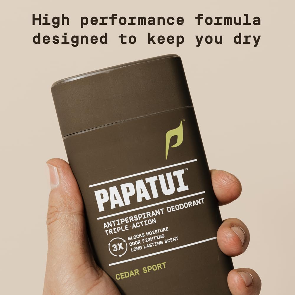 PAPATUI by Dwayne Johnson Triple Action Antiperspirant for Men - Sweat Control, Odor Neutralizer & Skin Nourishing - Cedar Sport - 2.6 oz Beauty and Personal Care PAPATUI