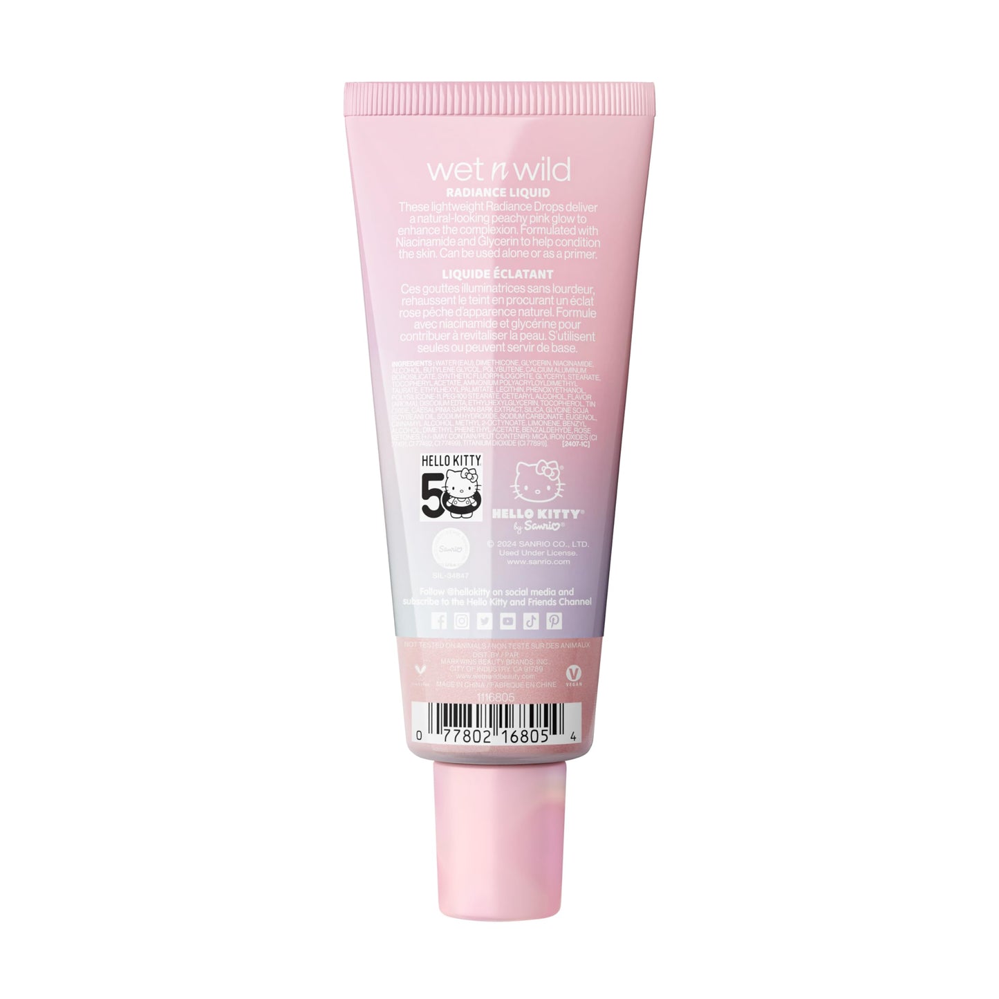 wet n wild Hello Kitty Radiance Liquid, Nourishing Niacinamide & Glycerin Infused Formula, Natural Multi-Functional Glow, Cruelty-Free & Vegan Beauty & Personal Care wet n wild