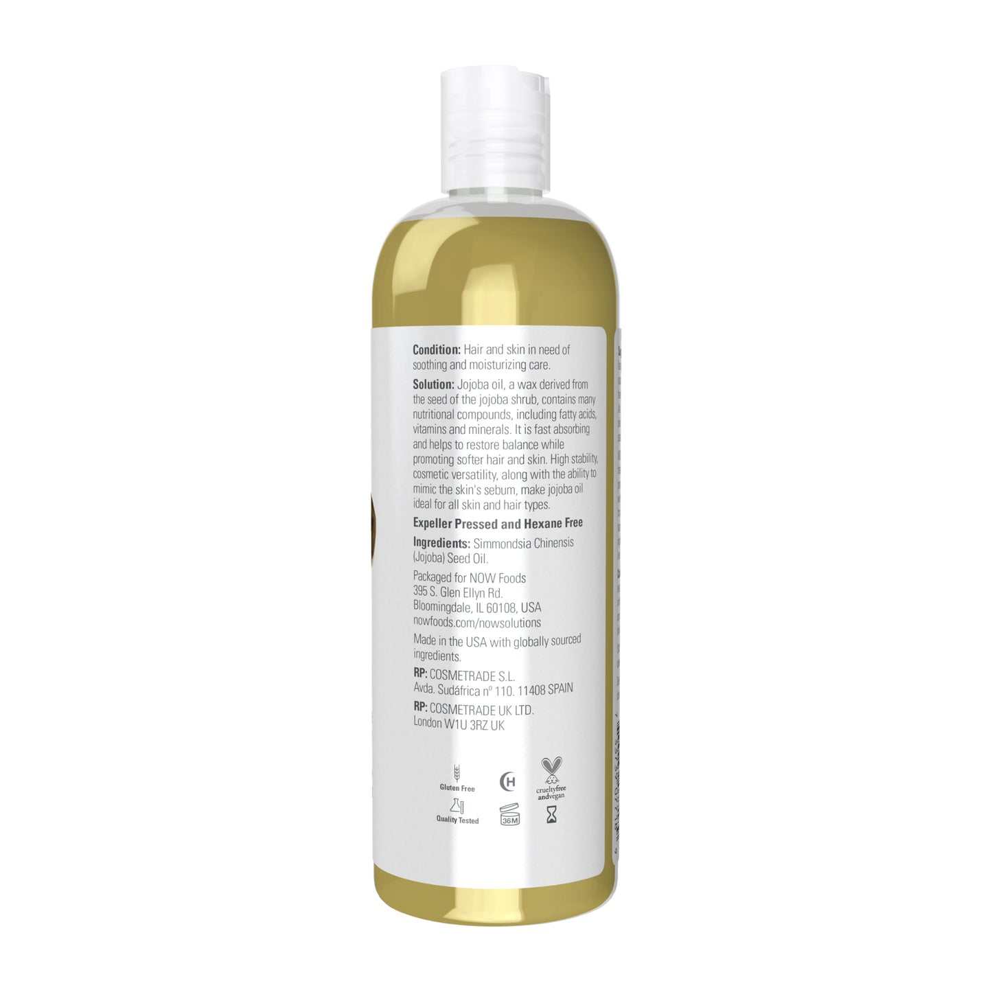 NOW Foods Solutions, Jojoba Oil, 100% Pure Moisturizing, Multi-Purpose Oil for Face, Hair and Body, 16-Ounce Beauty & Personal Care NOW Foods