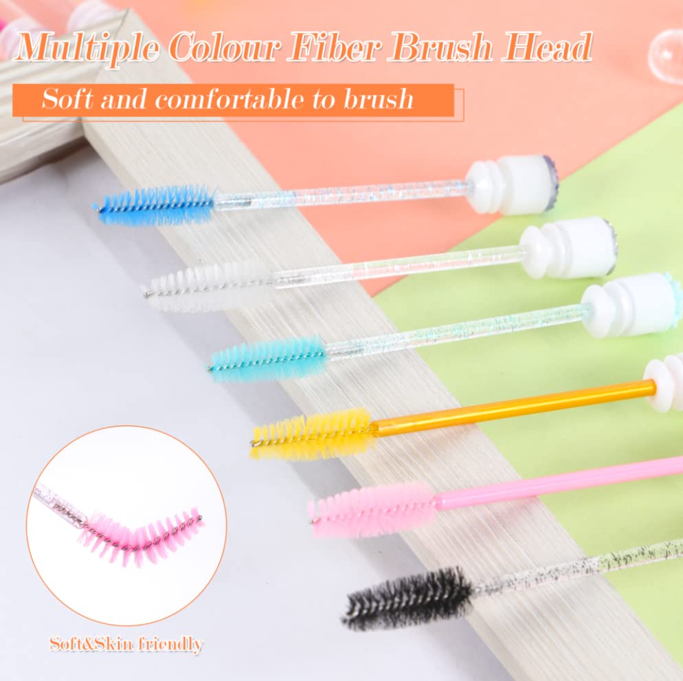 60 Pcs Colorful Lash Disposable Mascara Brushes Diamond Eyelash Spoolies Makeup Brush Mascara Wand in Sanitary Tube Lash Supplies Beauty & Personal Care Ipien
