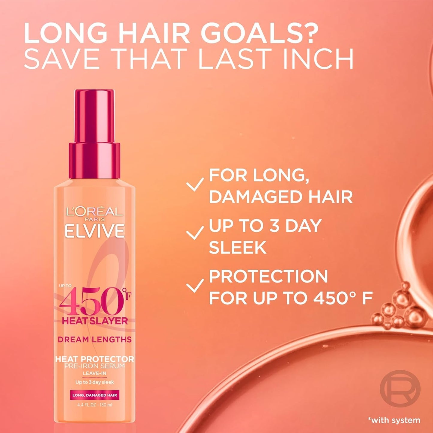 L'Oreal Paris Elvive Dream Lengths Heat Slayer Pre-Iron Spray Leave-In, 4.4 Ounce (2 Pack) Beauty & Personal Care L'Oreal Paris