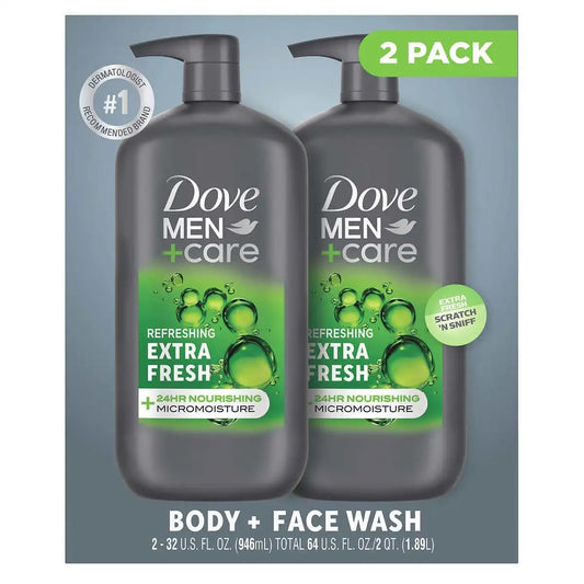 Dove Men+Care Body and Face Wash Extra Fresh, 32 Fluid Ounce (Pack of 2) Beauty & Personal Care Dove