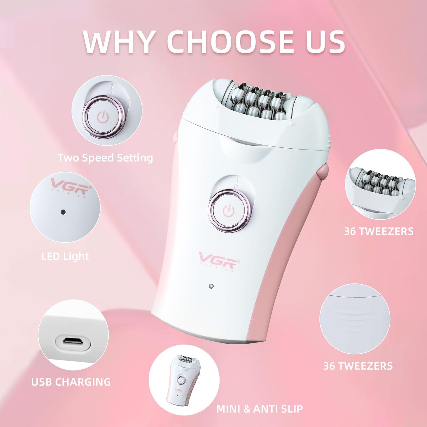 Glabrouse Skin Smooth Glide Epilator for Women,Facial Epilator for Women,Cordless Face Hair Remover with Light,Hair Rmoval for Face Bikini Legs, Body Beauty and Personal Care FabMay Beauty