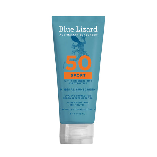 Blue Lizard Sport Mineral SPF 50 Lotion, Ideal for Athletes, 100% Mineral Sunscreen Actives, Fragrance-Free, Paraben-Free, Vegan, 3.0 fl oz Beauty & Personal Care BLUE LIZARD