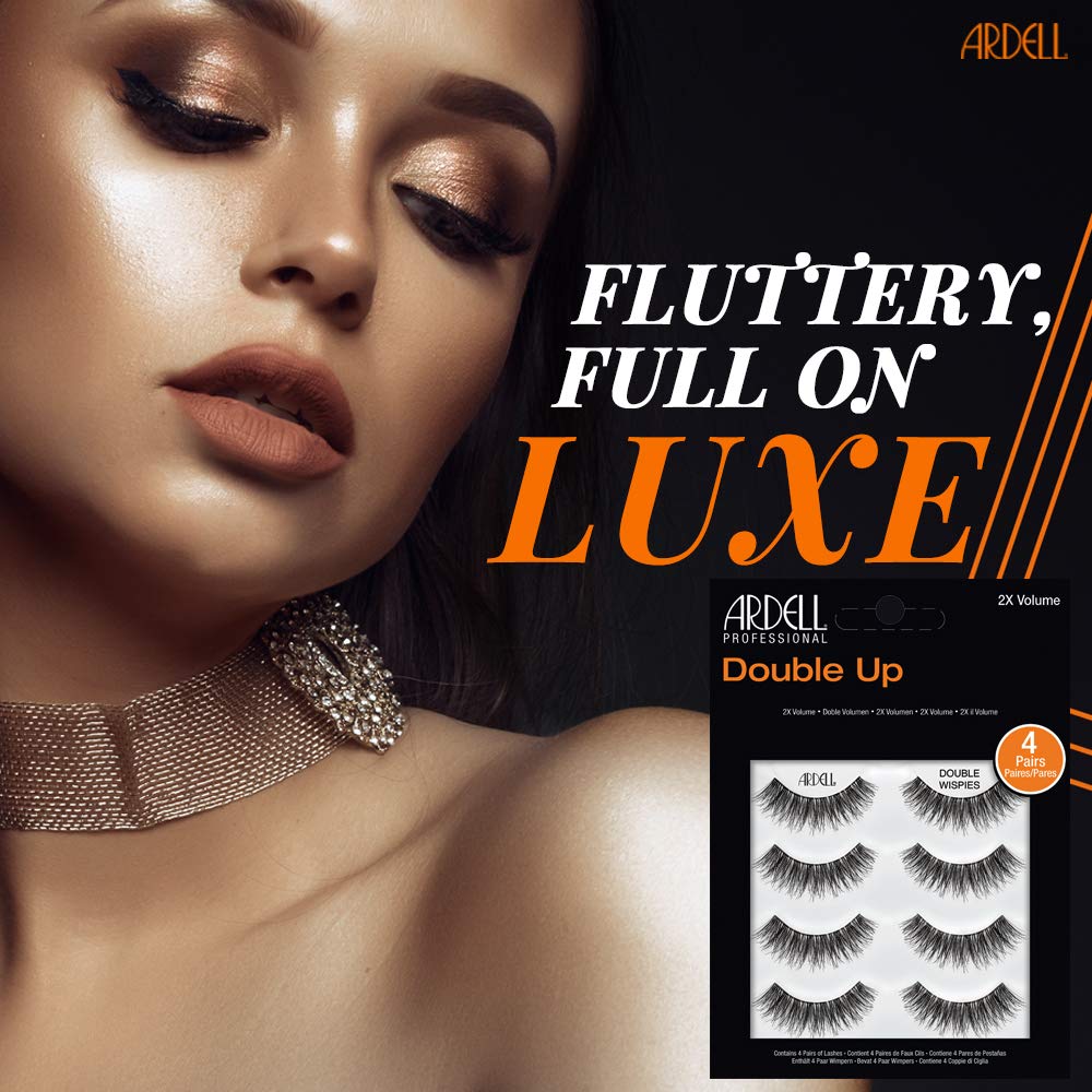 Ardell Double Up Wispies False Eyelashes, Dramatic Full Volume Wispy Lashes, Reusable and Easy to Apply, Black, 4 Pairs Beauty & Personal Care Ardell