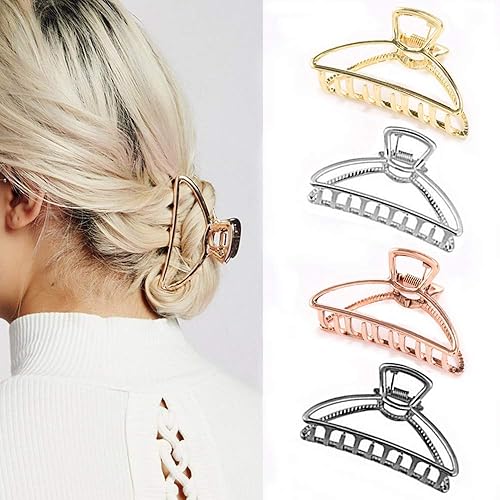 Kiddale 4 Pieces Large Metal Hair Claw Clips, Hollow Non-slip Hair Catch Jaw Clamp for Women Girls Hair Barrette for Fixing Hair Beauty & Personal Care Kiddale