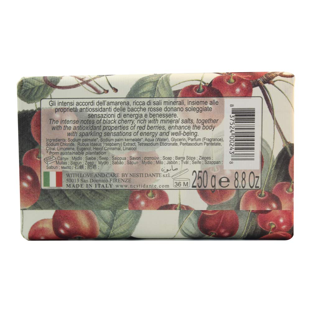 Nesti Dante Soap Bar, Italian Made Triple Milled Bar Soap in Black Cherry, 250 g (Pack of 1) Beauty & Personal Care Nesti Dante