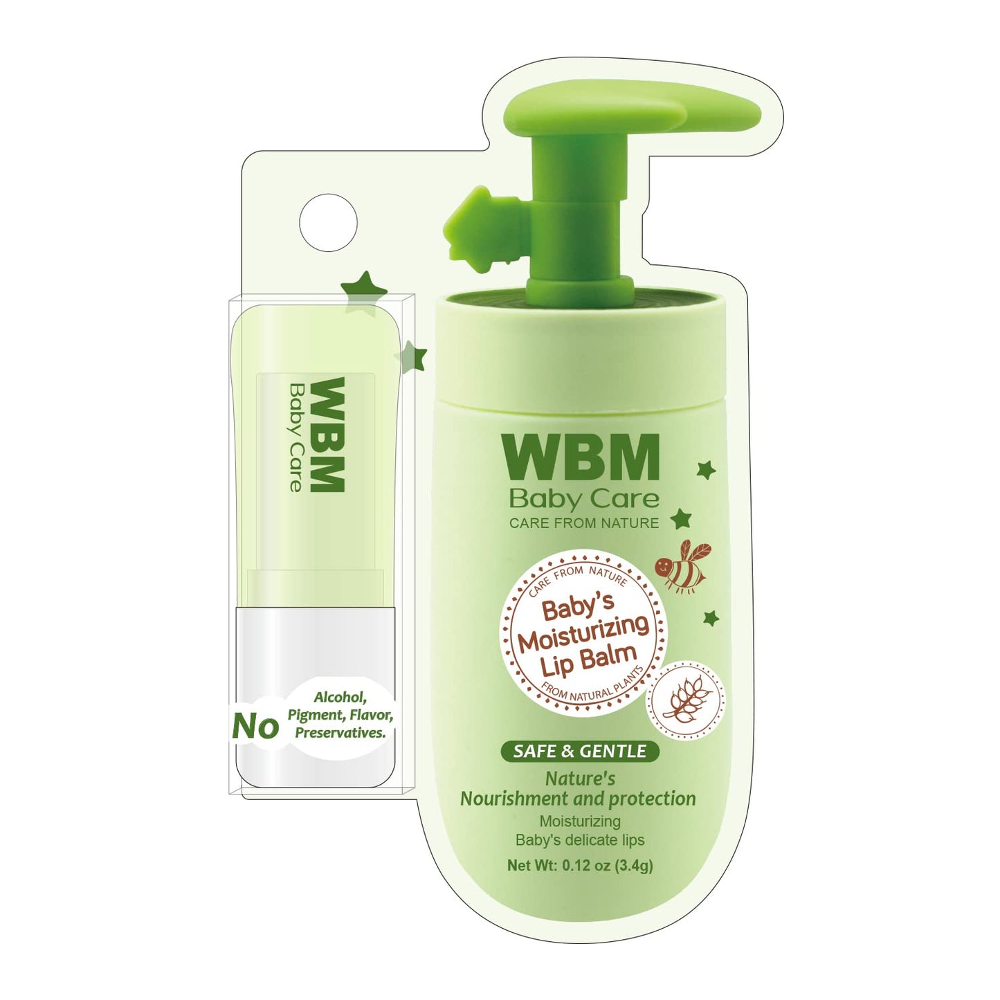 WBM Care Baby Lip Balm | Clean, Natural, and Non-Toxic Formula | Fragrance-Free Lip Care for Babies, Gentle Hydration and Protection for Delicate Lips Beauty & Personal Care WBM
