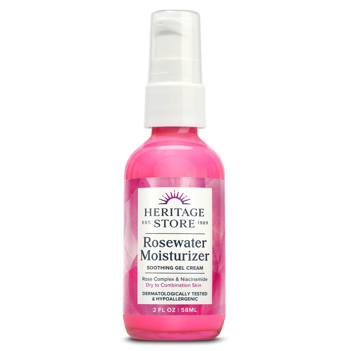 HERITAGE STORE Rosewater Face Moisturizer - Soothing Gel Moisturizer with Rose Complex, Niacinamide and Hyaluronic Acid - Dry to Combination Skin Care Beauty & Personal Care HERITAGE STORE