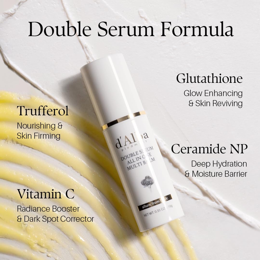 d'alba Piedmont White Truffle Double Serum All-in-one Multi Balm, Stick Balm, Vegan Skincare with Vitamin C and Vegan Collagen, 3-in-1 Anti Wrinkle Beauty and Personal Care d'alba Piedmont
