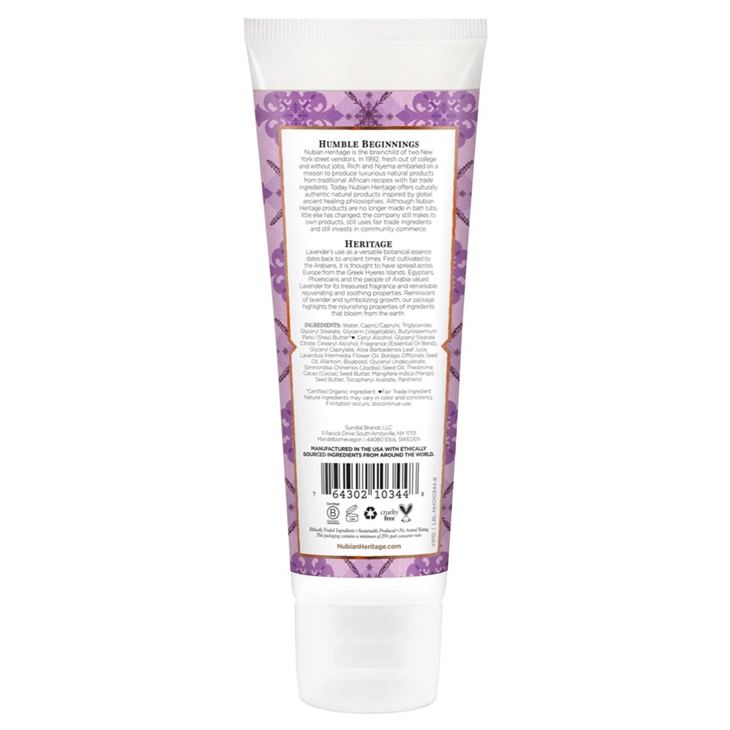 Nubian Heritage Hand Cream, Lavender & Wildflowers with Vitamin E - Light and Luxurious Shea, Mango & Cocoa Butter Lotion with Soothing Aloe Vera Beauty & Personal Care Nubian Heritage