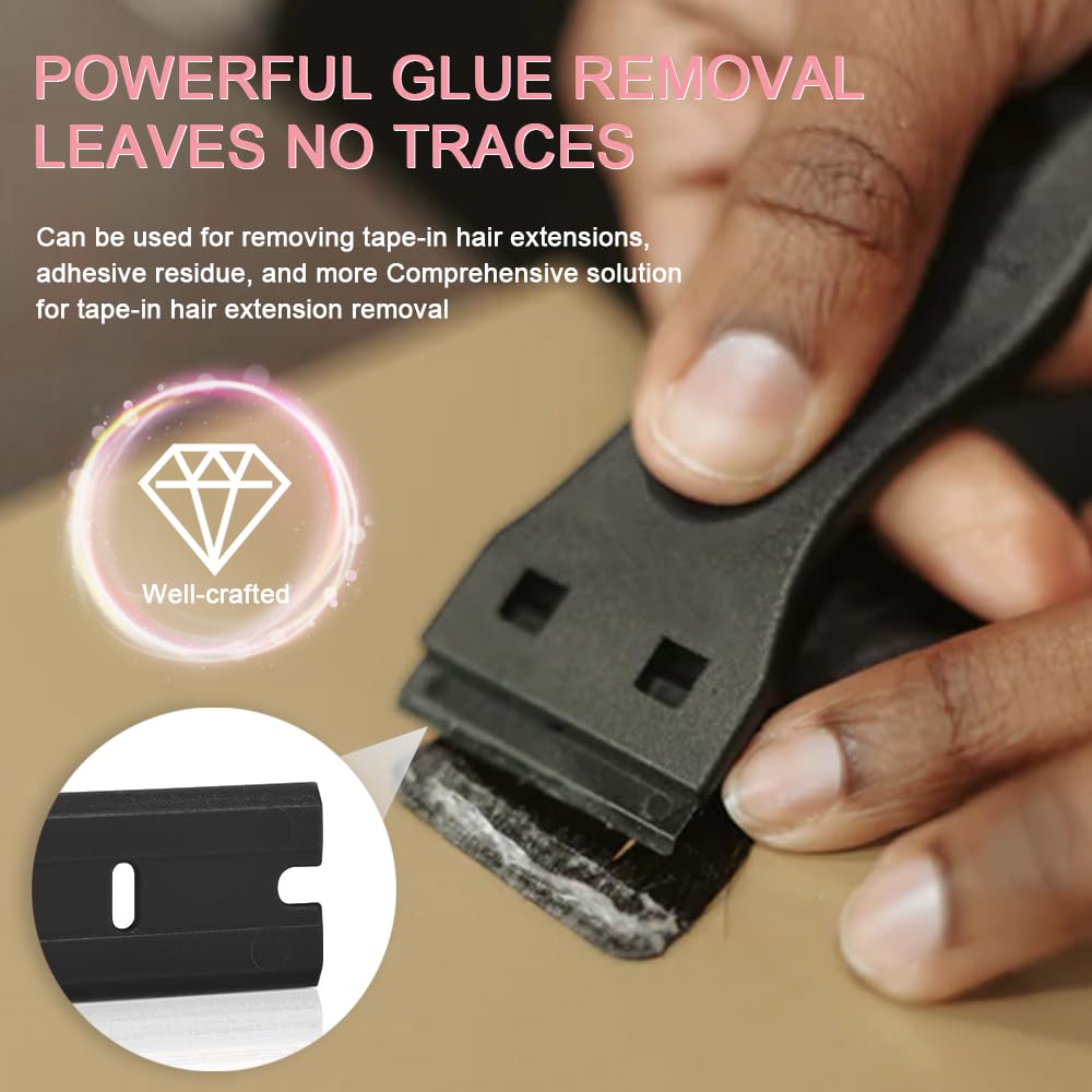 Hair Extension Tape Remover Tool 100Pcs Plastic Razor Blade Double Edged Scraper Blades for Sticker Scraper Tool Tape Remover for Tape In Extensions Beauty and Personal Care Hair Want