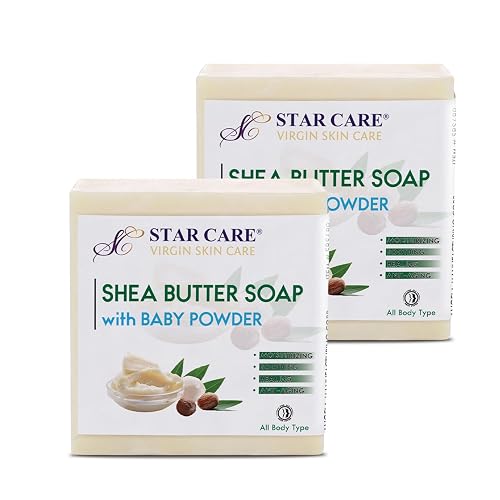 STAR CARE Shea Butter Soap with Baby Powder, Moisturizing & Soothing Cleansing Bar with Olive & Coconut Oil for Soft, Hydrated Skin (Baby Powder Beauty & Personal Care STAR CARE
