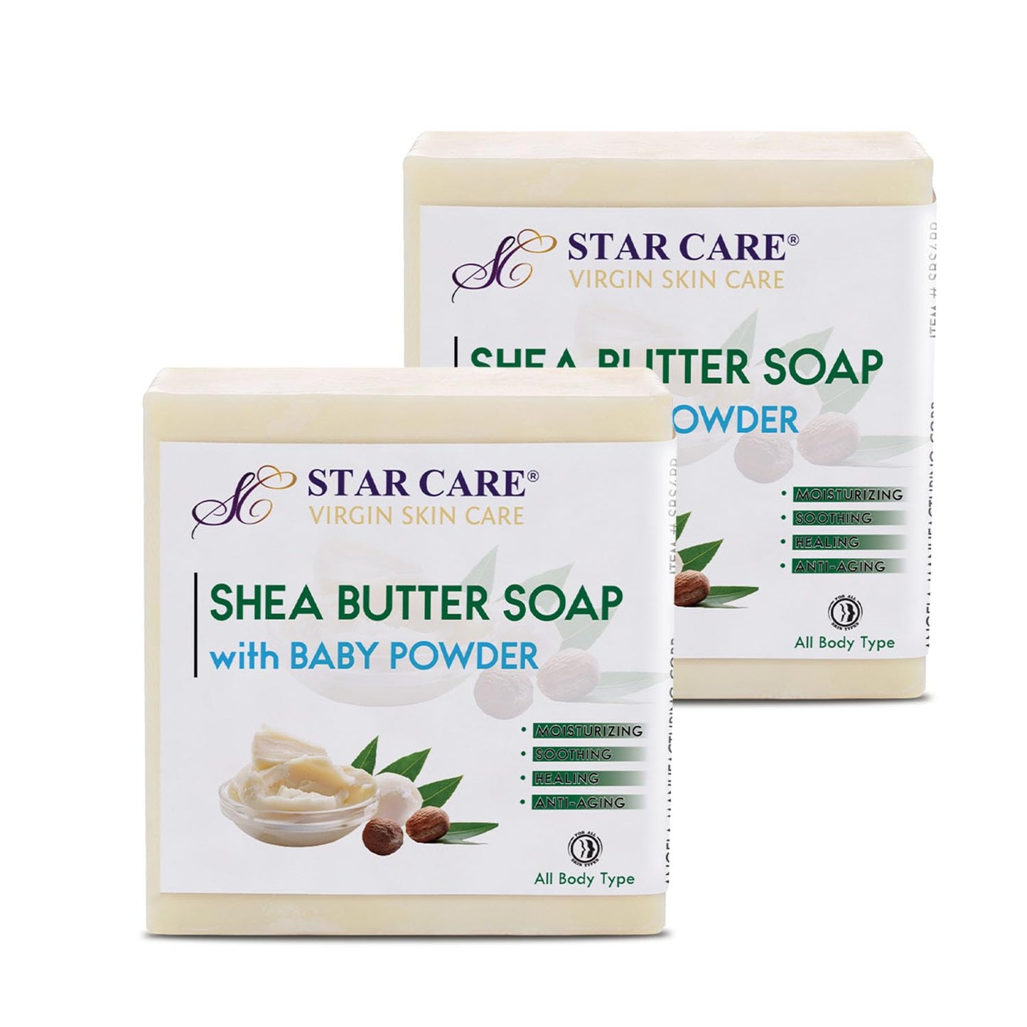STAR CARE Shea Butter Soap with Baby Powder, Moisturizing & Soothing Cleansing Bar with Olive & Coconut Oil for Soft, Hydrated Skin (Baby Powder Beauty & Personal Care STAR CARE
